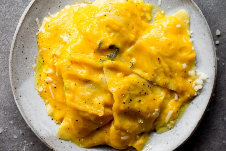 butternut squash sauce with ravioli