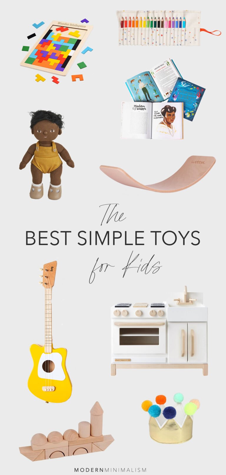 collage of the best simple toys for kids with title text overlay